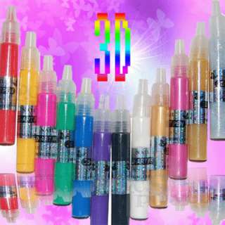 12 Colors 3D Paint Pen UV Gel Acrylic Nail Art Polish  