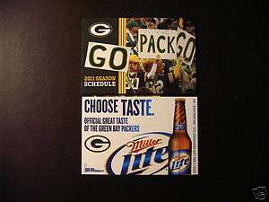 Green Bay Packers 2011 NFL pocket schedule  Miller Lite  