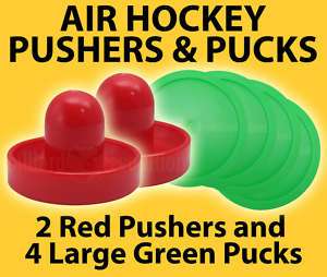 Air Hockey Pushers+4 Green Pucks Table Hockey Handles  