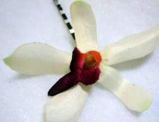 Small Pale Green Orchid with Pink Center Bobby Hair Pin  