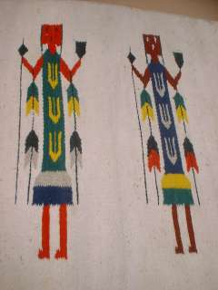  Native American Indian Woven Wool Rug 63x30 Corn Blanket Throw  