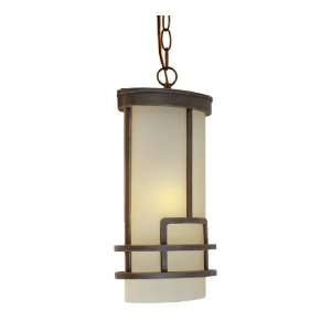   Pendant Light In Bronze With Amber Glassware Shade