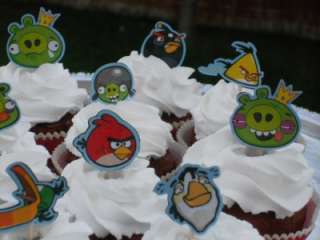 Angry Birds Cupcake Cake Toppers Birthday Party decor (30 pieces 