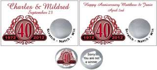 10 40th ANNIVERSARY Ruby Swirl Personalized Party Scratch Off Card 