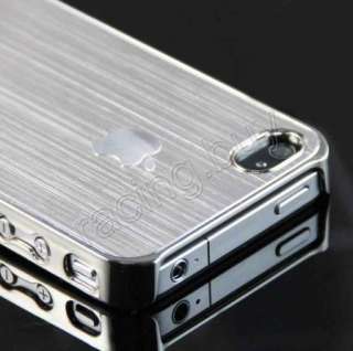 New Deluxe Silver Chrome Apple Logo Hard Back Case Cover for iPhone 4 