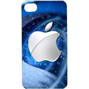  White Hard Plastic Case Custom Designed Apple Logo w/ Blue 