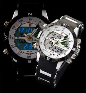 SHARK Mens Army Military Dual Display Alarm Chronograph Sport Wrist 