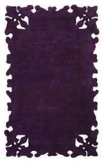 Hand Tufted Wool Striped Area Rug 5x8 Purple Simplicity  