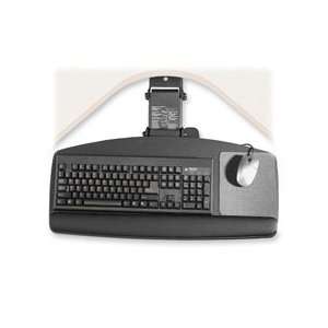  holds both mouse and keyboard. Positive locking lever actuated arm 