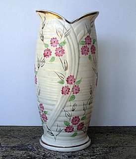 ARTHUR WOODS Art Deco Ceramic Vase Hand Painted Stella  