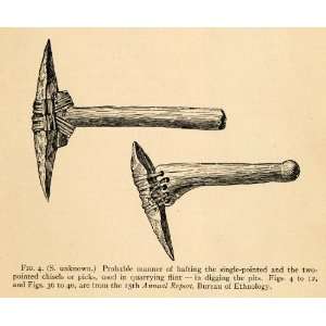   Tools Stone Age Artifacts   Original Halftone Print
