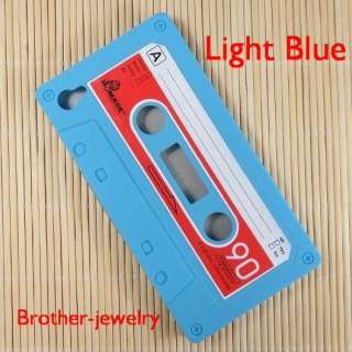 Light Blue Retro Cassette Tape Silicone Case Cover for iPhone 4 4G/4GS 