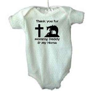 THANK YOU HORSE COWBOY WESTERN BABY INFANT ONESIE BLACK  