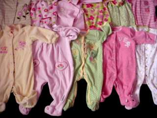 USED BABY GIRL SLEEPWEAR sleepers pajama 6 9 MONTHS WINTER SPRING 