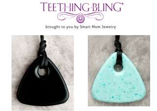 Smart Mom Teething Bling Necklace Baby Teether Triangle Pendant Onyx 