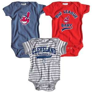 Cleveland Indians 3 Pack Boys Big League Baby Creeper Set by Soft as a 