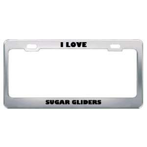  I Love Sugar Gliders Animals Metal License Plate Frame Tag 