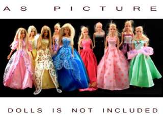 Lot 10 Pcs Barbie Dresses Clothes & 12 Pairs Shoes Gown For Dolls 