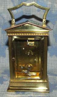 French Brass Architectural Carriage Clock & Travel Case  