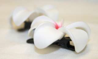   Wedding Party 1.75 Flower Hair Clip White PK Plumeria ~Set of 2