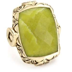  Bronzed by Barse Mayan Green Jade Ring, Size 6 Jewelry