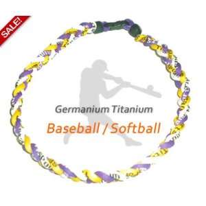  Titanium Baseball / Softball Necklace PURPLE / YELLOW 