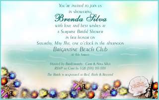 Custom Tropical Beach Wedding Bridal Shower Invitations  