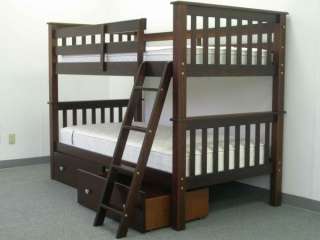 Bunk Bed   Twin over Twin Mission Cappuccino with Drawers for only $ 