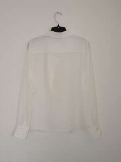 New AKRIS Alabaster White Silk Shantung Polo Cowl Neck Long Sleeve 