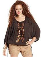 NEW Baby Phat Plus Size Top, Three Quarter Sleeve Embellished 