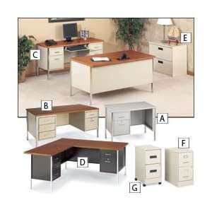 MBI Steel Office Furniture   Black Desk/Walnut Laminate Top  