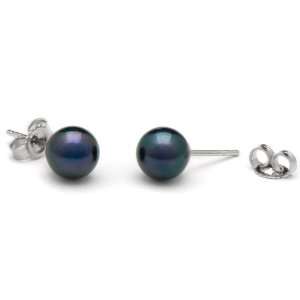   of 6.5 7.0 mm, AA+ Quality, Black Akoya Pearl Stud Earrings Jewelry