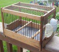 Antique MINERS Canary Wood BIRD Cage With Orig FEEDER Water Mining 