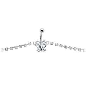  Clear Glitzy Gem Butterfly Belly Chain Jewelry