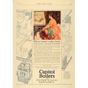  1926 Ad Capitol Boilers Radiators Heating Winter Art 