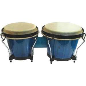   Tunable Natural Wood Bongo Drums   Blue Stain Musical Instruments
