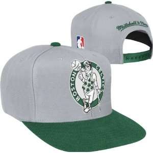 Boston Celtics Cool Grey Mitchell & Ness 2 Tone XL Snapback Hat 