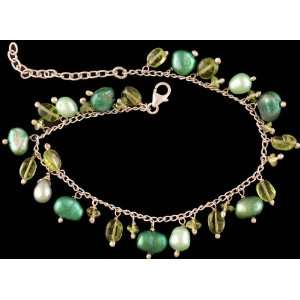    Green Pearl and Peridot Bracelet   Sterling Silver 