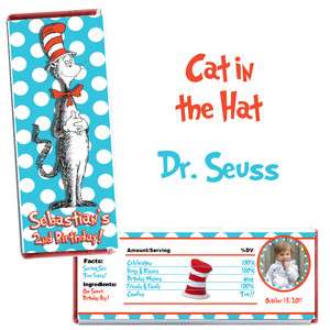 Cat In The Hat Dr Seuss Birthday Party Candy Bar Wrappers Set of 10 