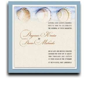  105 Square Wedding Invitations   Three Shells Shine 