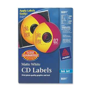   Avery White Cd/dvd Labels For Inkjet Printers 2 up 072782086916  