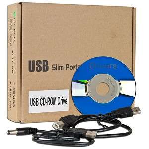24x CD ROM USB 2.0 Slim External Drive 480 Mbps Black  