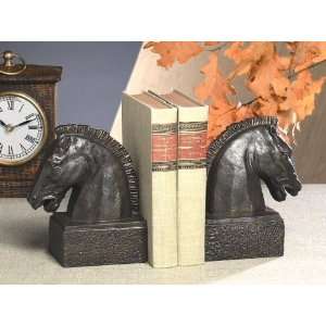  Bronze Iron Horse Head Bookends, 2 Sets