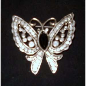  Silvertone Filigree Butterfly Brooch pin 