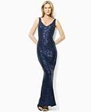    Lauren by Ralph Lauren Dress Sleeveless Sequin Evening Gown 