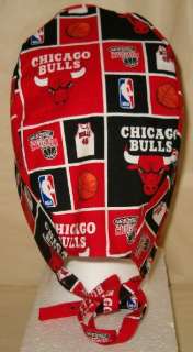 SURGICAL SCRUB HAT CAP MADE W CHICAGO BULLS NBA FABRIC  
