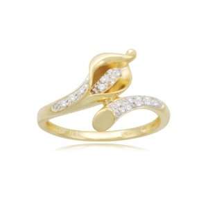  Silver Calla Lily Diamond Ring, Size 7 Jewelry