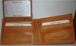 NEW DEER Buck Hunting Tan Genuine Leather BiFold Wallet  