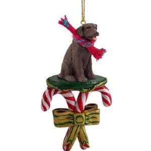  Candy Cane Chocolate Lab Christmas Ornament