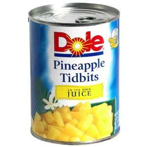 Dole Canned Fruit Pineapple Tidbits in 100 Pineapple Juice   24 Pack
